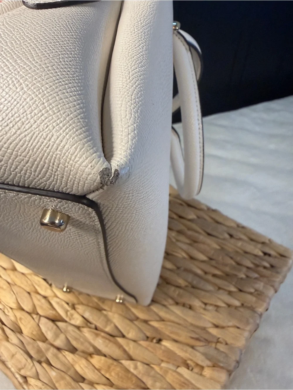 Coach Lillie Carryall in Chalk Crossgrain Leather - Structured Satchel